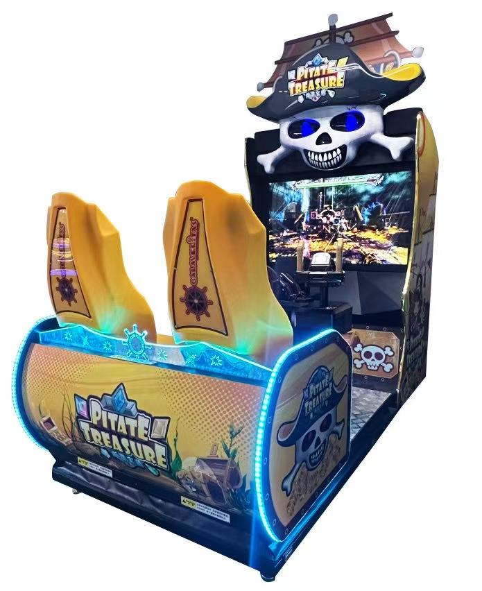 Coin Operated Arcade Game Shooting Machine Entertaining 2-Player Simulator in English LCD Display Fiberglass Material Amusement