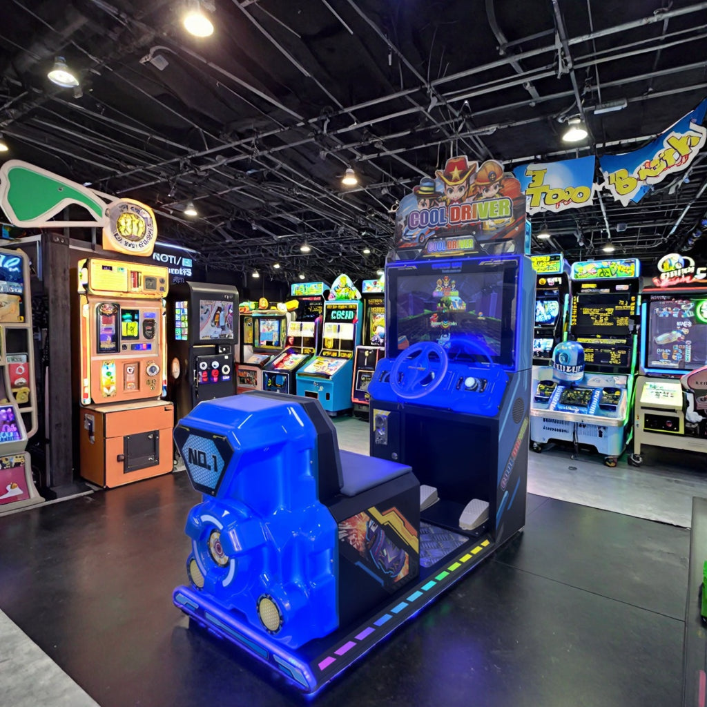 Children's Coin-Operated Arcade Video Game Machine Car Racing Simulator