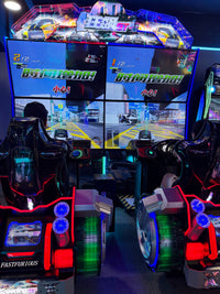 Load image into Gallery viewer, Two-player arcade racing game with on-screen race positions
