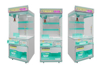Load image into Gallery viewer, Blue mini claw machine, front and side views
