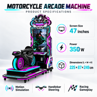 Load image into Gallery viewer, Motorcycle arcade machine specifications: 47 inch screen, 350 W, 225 by 87 by 249 cm
