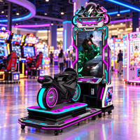 Load image into Gallery viewer, Motorcycle racing simulator in a commercial arcade center
