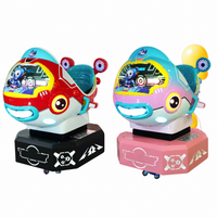 Load image into Gallery viewer, Star River Warship kiddie ride shown in red and pink
