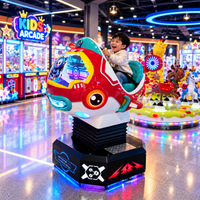 Load image into Gallery viewer, Child seated in Star River Warship kiddie ride at an arcade
