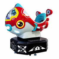 Load image into Gallery viewer, Side view of the red Star River Warship kiddie ride
